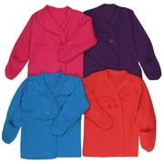 ToBeInStyle Girl's 4-Pack Long Sleeve Ultra-Soft Cotton Kimono Wrap Top w/ Mittens - Vibrant - 0-3 Months Old